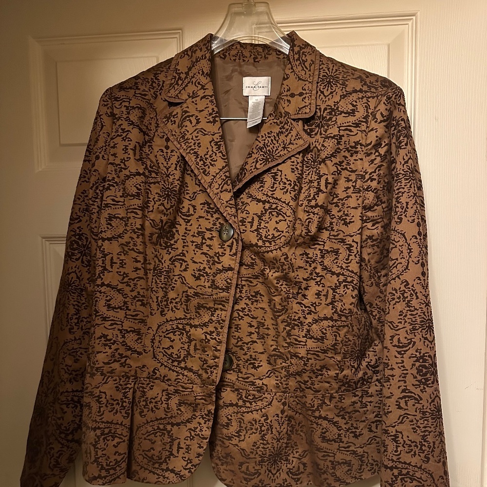 Emma James Tan & Brown Jacket & Pants Set, Size 16, Excellent Condition!!!
